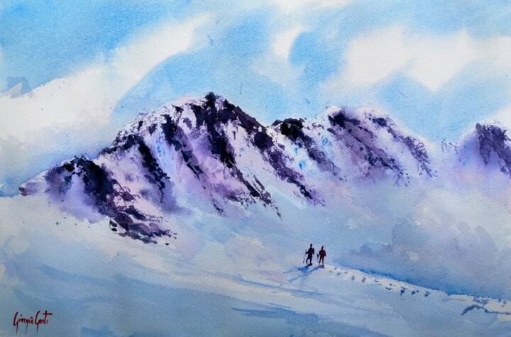 Painting titled "mountains 3" by Giorgio Gosti, Original Artwork, Watercolor