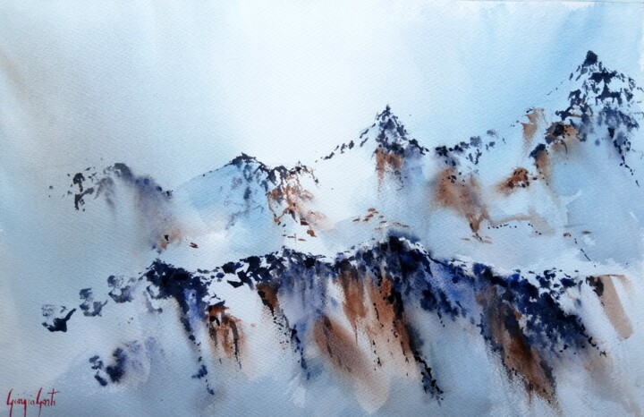 Pintura titulada "mountains 4" por Giorgio Gosti, Obra de arte original, Acuarela