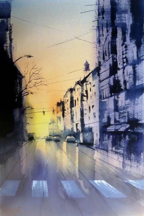 Painting titled "an imaginary city 67" by Giorgio Gosti, Original Artwork, Watercolor