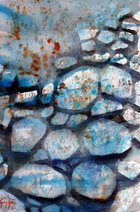 Painting titled "stones" by Giorgio Gosti, Original Artwork, Watercolor