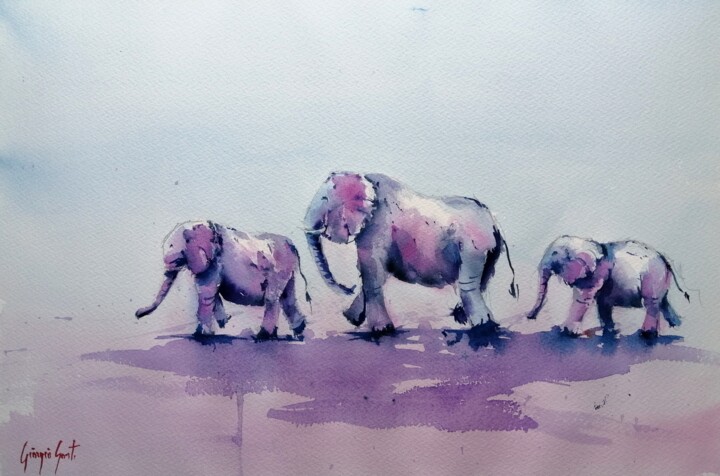 Pintura intitulada "elephant 9" por Giorgio Gosti, Obras de arte originais, Aquarela