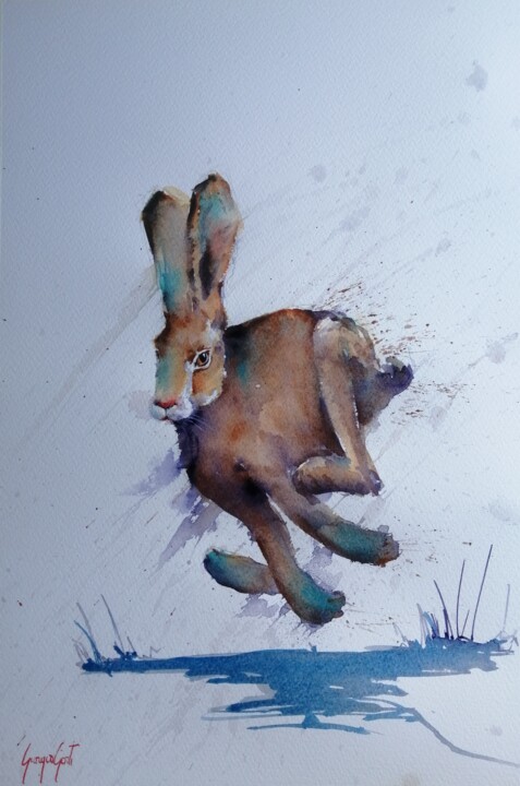 Painting titled "hare 11" by Giorgio Gosti, Original Artwork, Watercolor