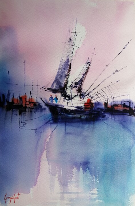 绘画 标题为“boats 83” 由Giorgio Gosti, 原创艺术品, 水彩
