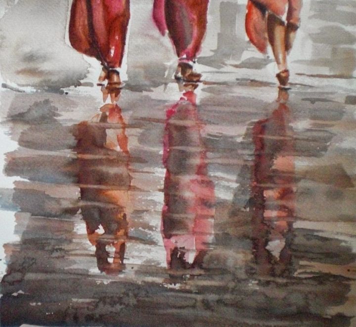Painting titled "le gambe delle donne" by Giorgio Gosti, Original Artwork, Watercolor