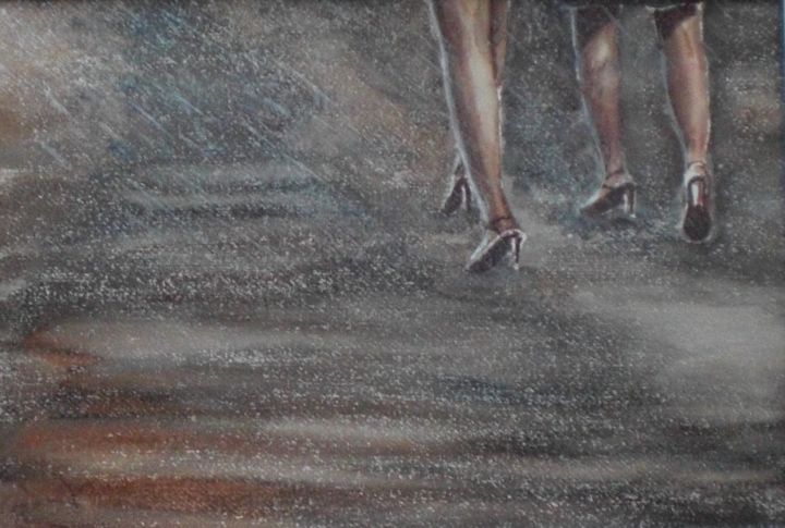 Painting titled "legs in the rain" by Giorgio Gosti, Original Artwork, Watercolor