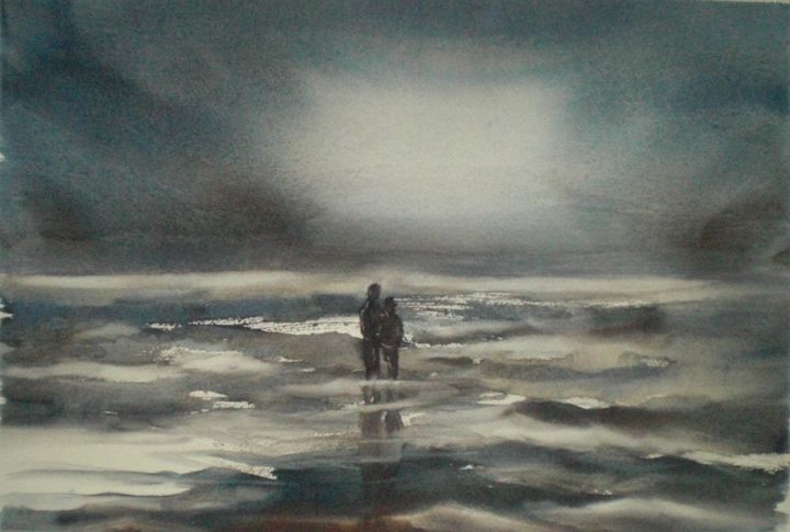 Peinture intitulée "alone" par Giorgio Gosti, Œuvre d'art originale, Aquarelle