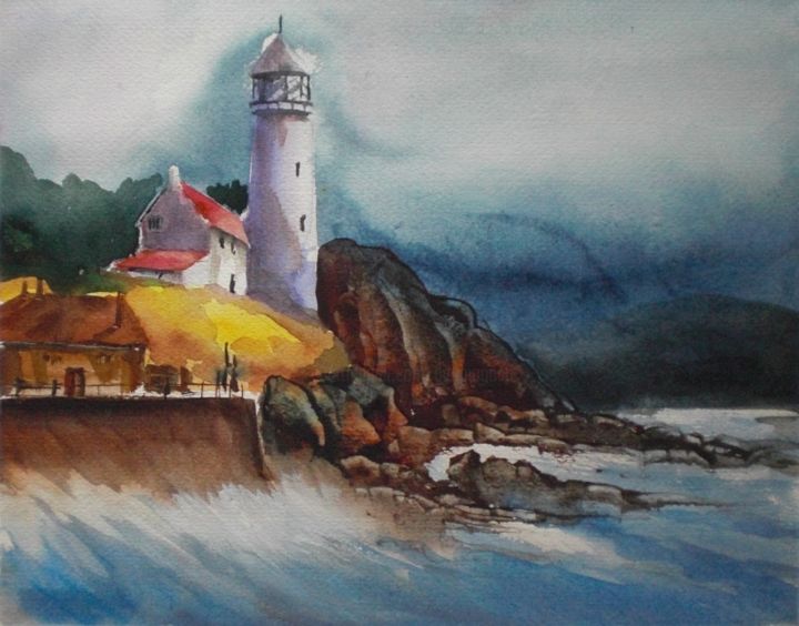 "lighthouse" başlıklı Tablo Giorgio Gosti tarafından, Orijinal sanat, Suluboya