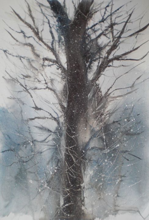 Картина под названием "the tree" - Giorgio Gosti, Подлинное произведение искусства, Акварель