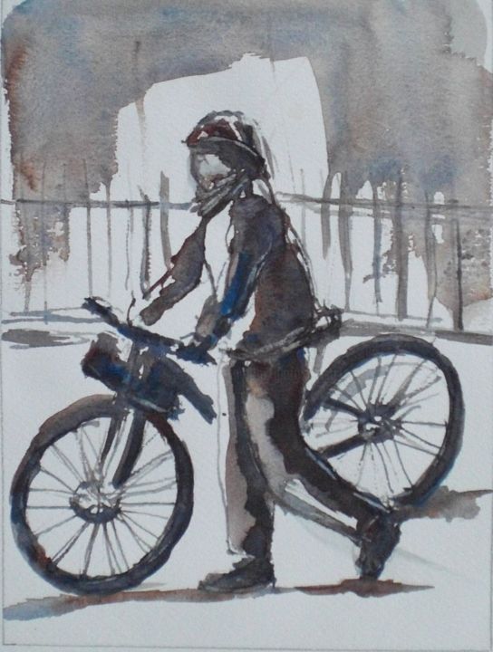 Painting titled ""I want to ride it…" by Giorgio Gosti, Original Artwork, Watercolor