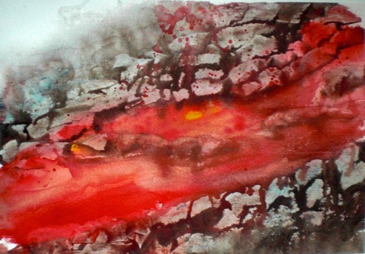 Painting titled "fire river" by Giorgio Gosti, Original Artwork, Watercolor
