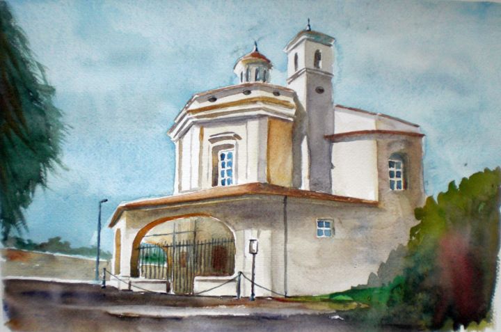 Картина под названием "Concezione' church-…" - Giorgio Gosti, Подлинное произведение искусства, Акварель