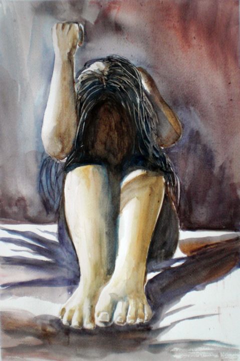 Painting titled "no face" by Giorgio Gosti, Original Artwork, Watercolor