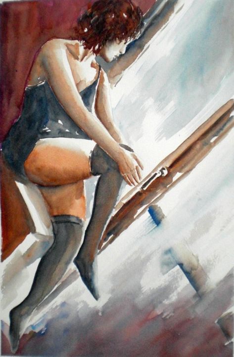 Malerei mit dem Titel "looking through the…" von Giorgio Gosti, Original-Kunstwerk, Aquarell