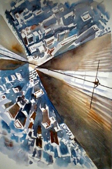 Ζωγραφική με τίτλο "the walk" από Giorgio Gosti, Αυθεντικά έργα τέχνης, Ακουαρέλα