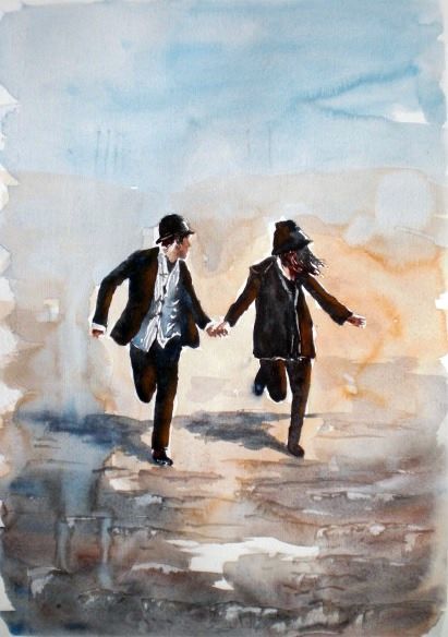 Painting titled "run" by Giorgio Gosti, Original Artwork, Watercolor