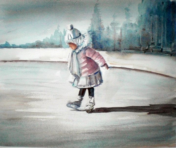 Pintura titulada "skating" por Giorgio Gosti, Obra de arte original, Acuarela