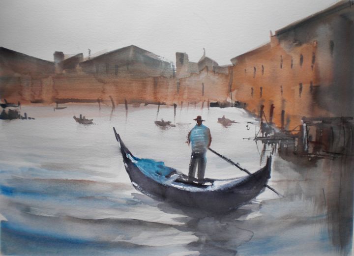 Painting titled "Venice 6" by Giorgio Gosti, Original Artwork, Watercolor