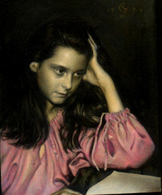 Painting titled "Francesca che legge" by Giorgio Salmoiraghi, Original Artwork