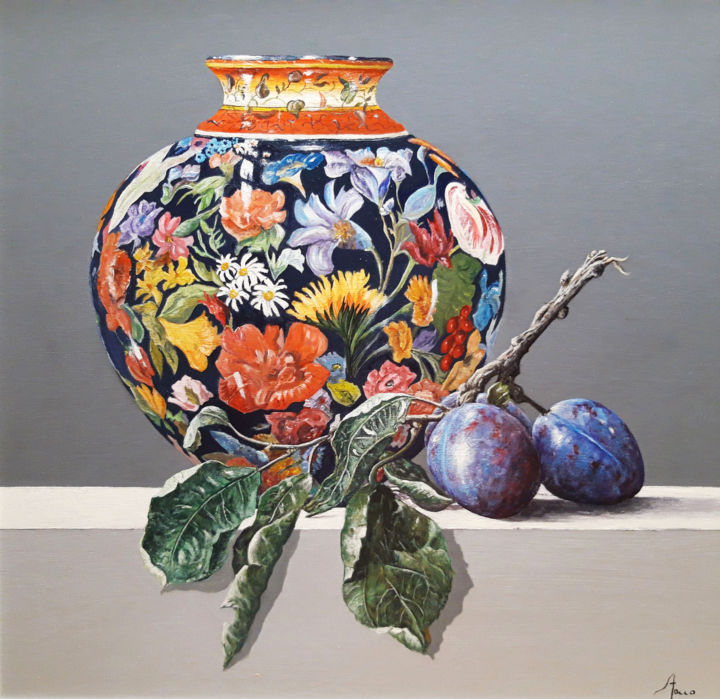 Картина под названием "Fleurs 50x50 cm" - Giorgio Stocco, Подлинное произведение искусства, Акрил