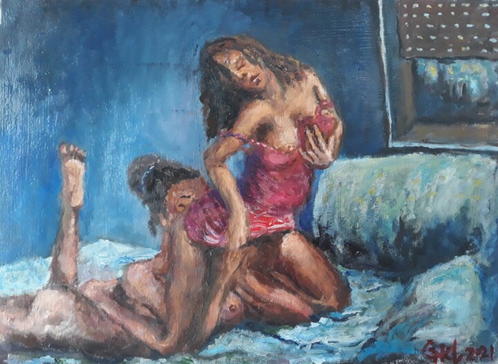 Peinture intitulée "Females" par Giorgos Ncl, Œuvre d'art originale, Huile