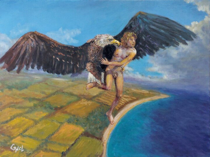 Картина под названием "The abduction of Ga…" - Giorgos Νcl, Подлинное произведение искусства, Масло Установлен на Деревянная…