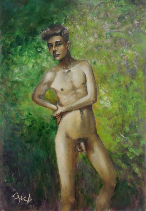 Картина под названием "Portrait 207" - Giorgos Νcl, Подлинное произведение искусства, Масло