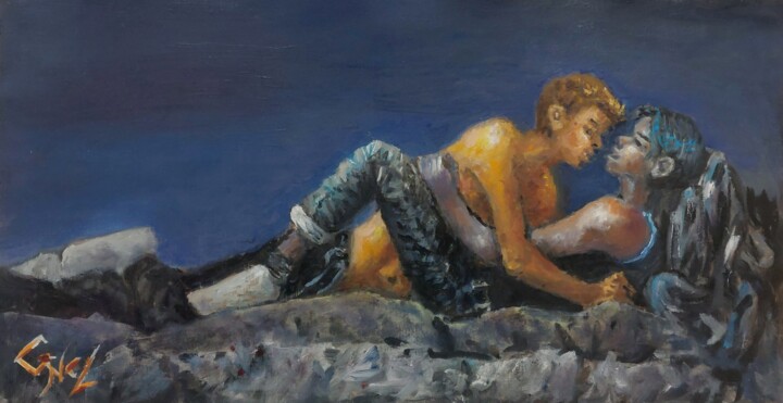 Painting titled "Relaxation" by Giorgos Ncl, Original Artwork, Oil
