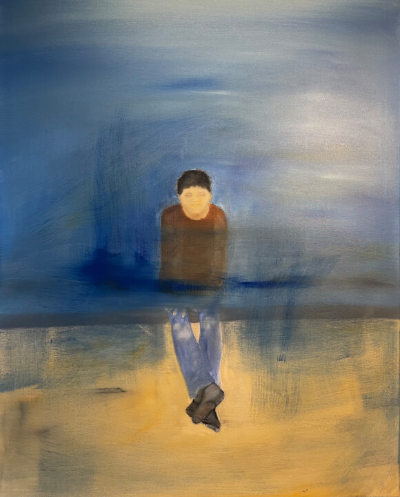 Painting titled "Andreas" by Giorgos Parimeros, Original Artwork, Oil Mounted on Wood Stretcher frame