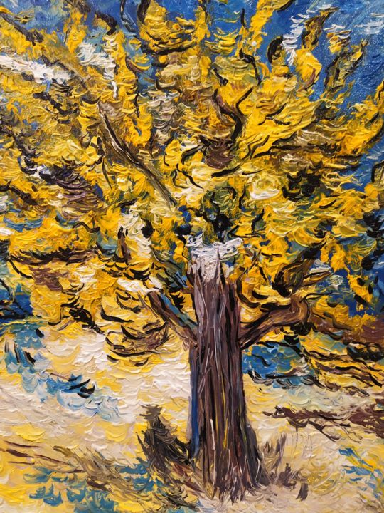 Картина под названием "Wood" - Svetlana Gorina, Подлинное произведение искусства, Масло Установлен на Деревянная рама для но…
