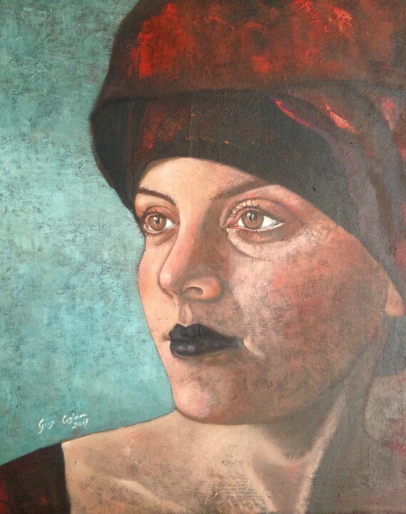 Malarstwo zatytułowany „Turbante rosso” autorstwa Giosi Costan, Oryginalna praca, Olej