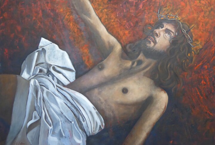 Pittura intitolato "Il dolore di Cristo" da Giosi Costan, Opera d'arte originale, Olio