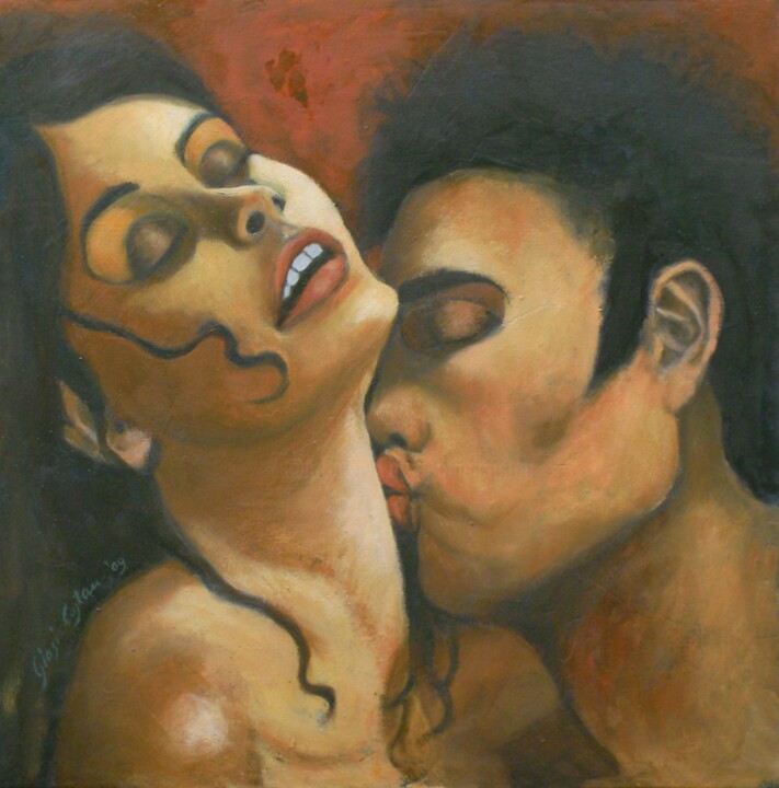 Painting titled "Il bacio" by Giosi Costan, Original Artwork, Oil