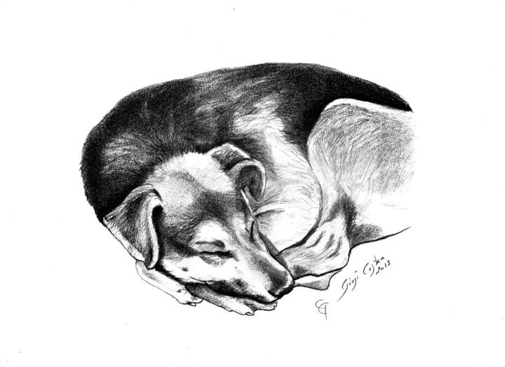 Drawing titled "Minnie" by Giosi Costan, Original Artwork, Graphite