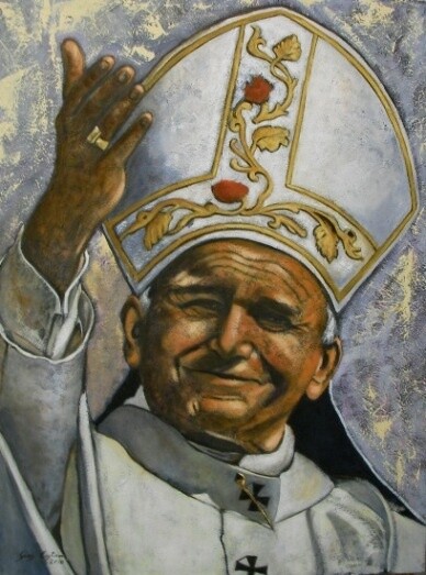 Painting titled "Papa Giovanni Paolo…" by Giosi Costan, Original Artwork, Oil