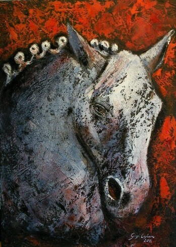 「Horse 2」というタイトルの絵画 Giosi Costanによって, オリジナルのアートワーク, オイル