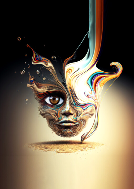 Arts numériques intitulée "Melting masque" par Giova, Œuvre d'art originale, Image générée par l'IA