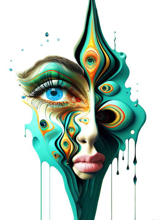 Arts numériques intitulée "Blue Eyes" par Giova, Œuvre d'art originale, Image générée par l'IA