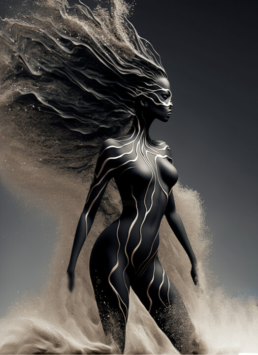 Arts numériques intitulée "Black wind" par Giova, Œuvre d'art originale, Image générée par l'IA
