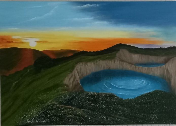 Pintura intitulada "Paisagem" por Giovana Cesca, Obras de arte originais, Óleo