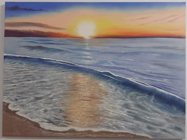 Pintura intitulada "por do sol" por Giovana Cesca, Obras de arte originais, Óleo