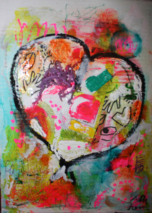 Painting titled "Pop Heart" by Giovanna Crescenzi, Original Artwork, Acrylic