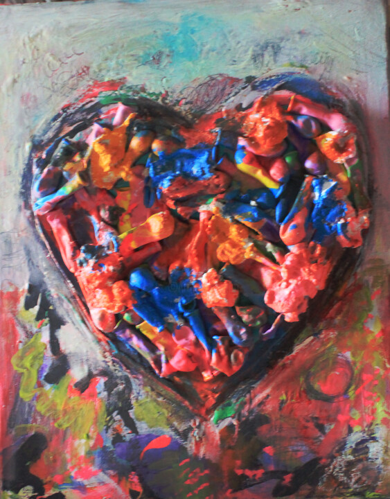 Painting titled "Ballon heart" by Giovanna Crescenzi, Original Artwork, Acrylic