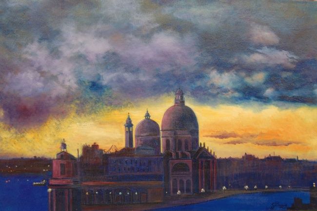 Peinture intitulée "Venezia - Chiesa de…" par Giovanni Boggio, Œuvre d'art originale