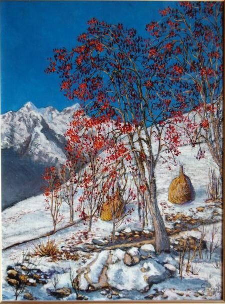 Pittura intitolato "Colori dell'inverno" da Giovanni Boggio, Opera d'arte originale