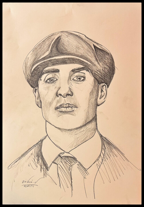 Disegno intitolato "Tom shelby" da Giovanni.D, Opera d'arte originale, Matita