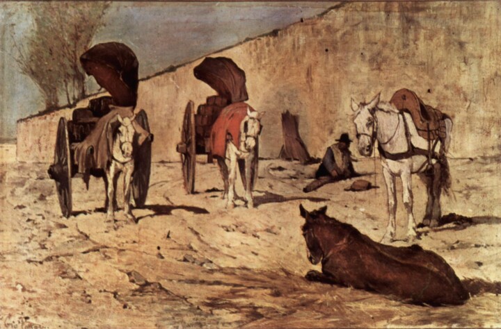 Pittura intitolato "Barrocci romaine" da Giovanni Fattori, Opera d'arte originale, Olio