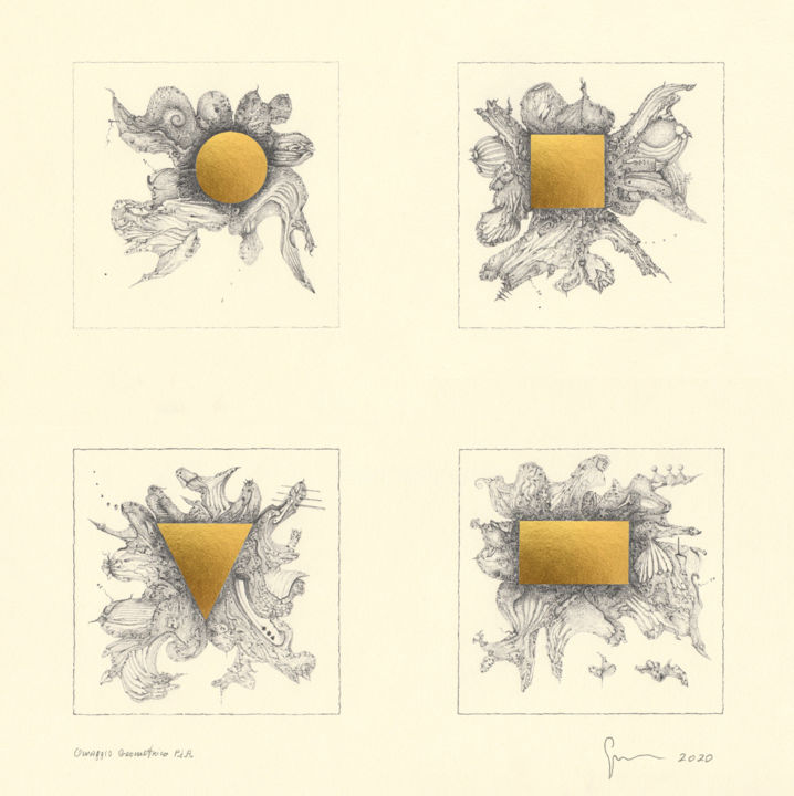 Рисунок под названием "Tribute to Geometry" - Giovanni Gambasin, Подлинное произведение искусства, Карандаш