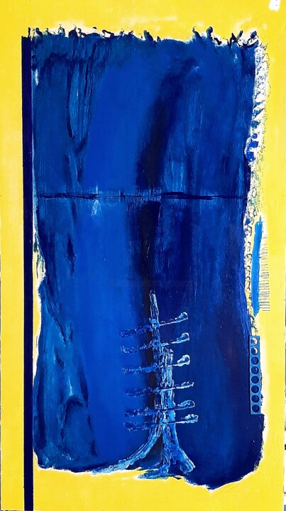 Painting titled "Blue perspective -…" by Giovanni Greco, Original Artwork, Enamel