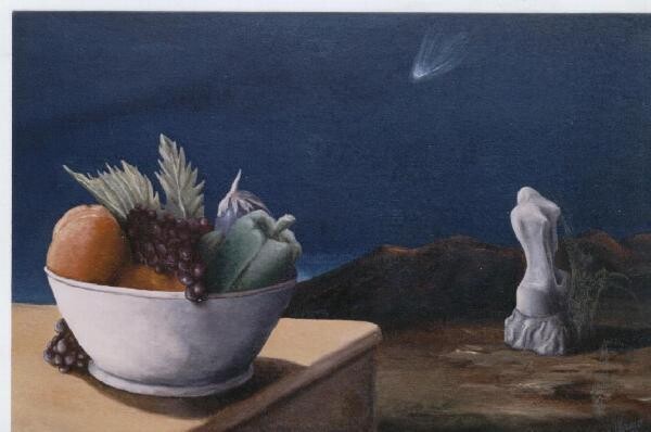 Pittura intitolato "Notte della cometa…" da Giovanni Greco, Opera d'arte originale, Olio