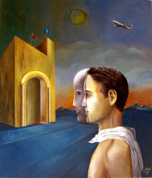 Pittura intitolato "Il mistificatore #1" da Giovanni Greco, Opera d'arte originale, Olio